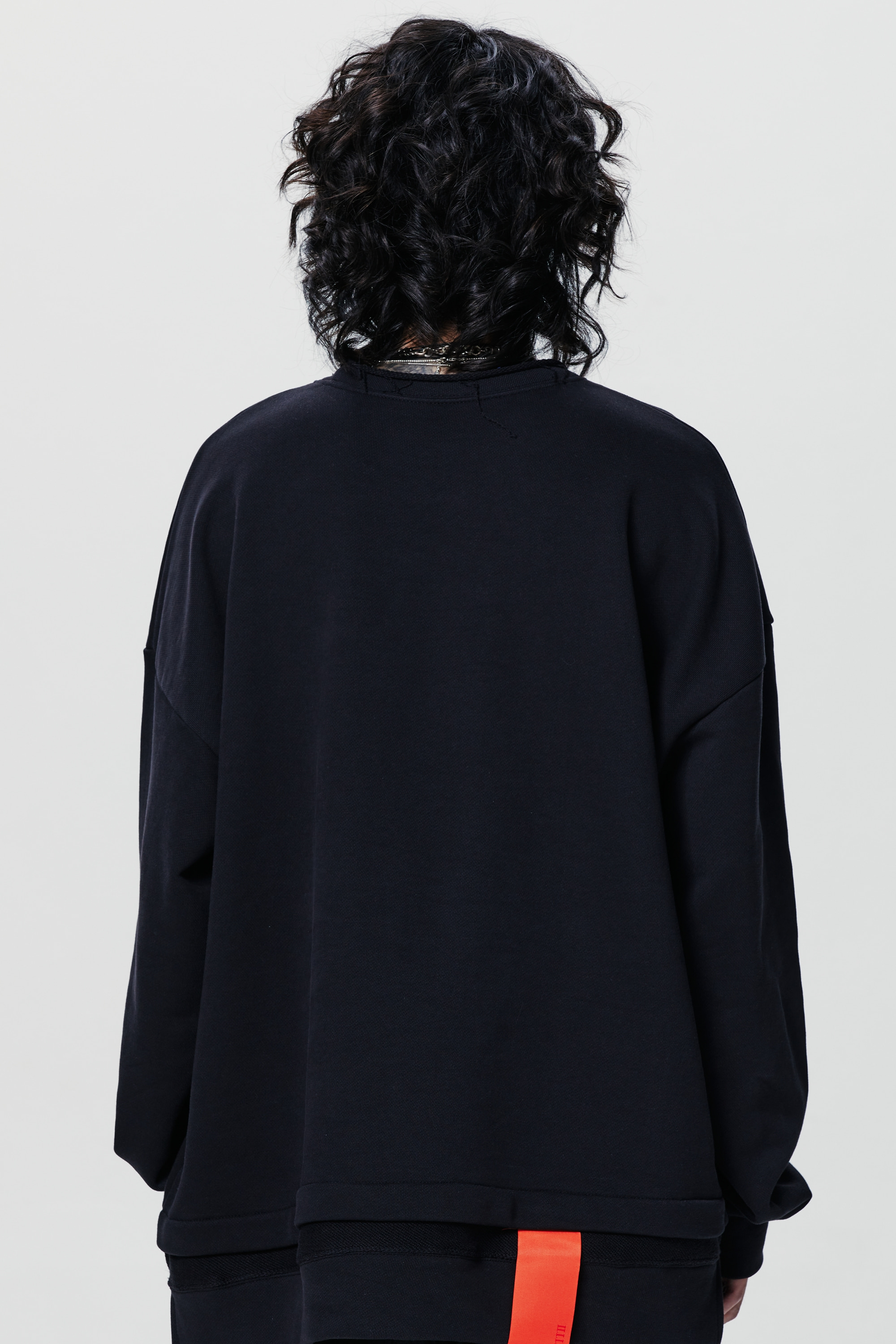 DOUBLE LAYER SWEAT TOP BLACK