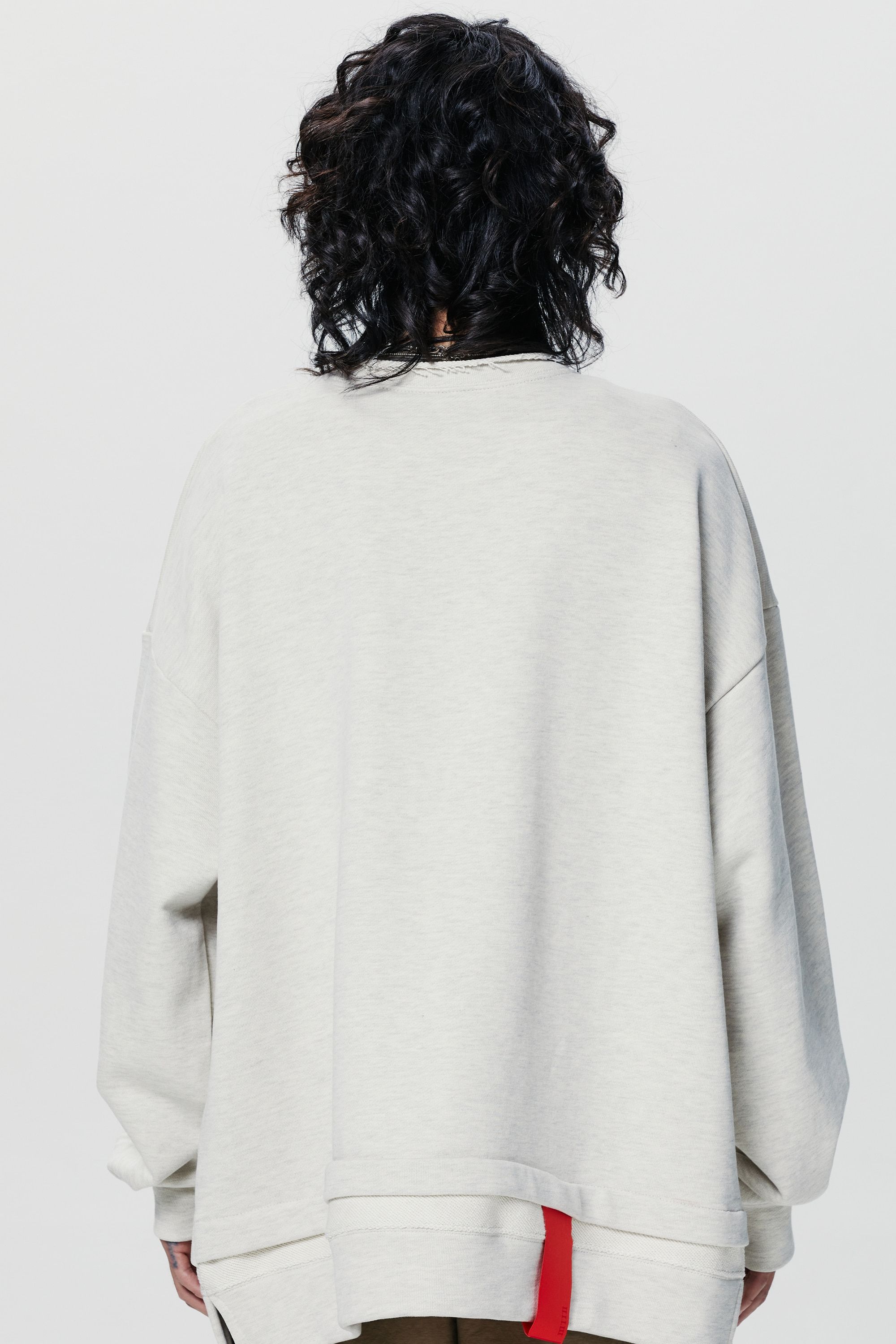 DOUBLE LAYER SWEAT TOP LIGHT GREY